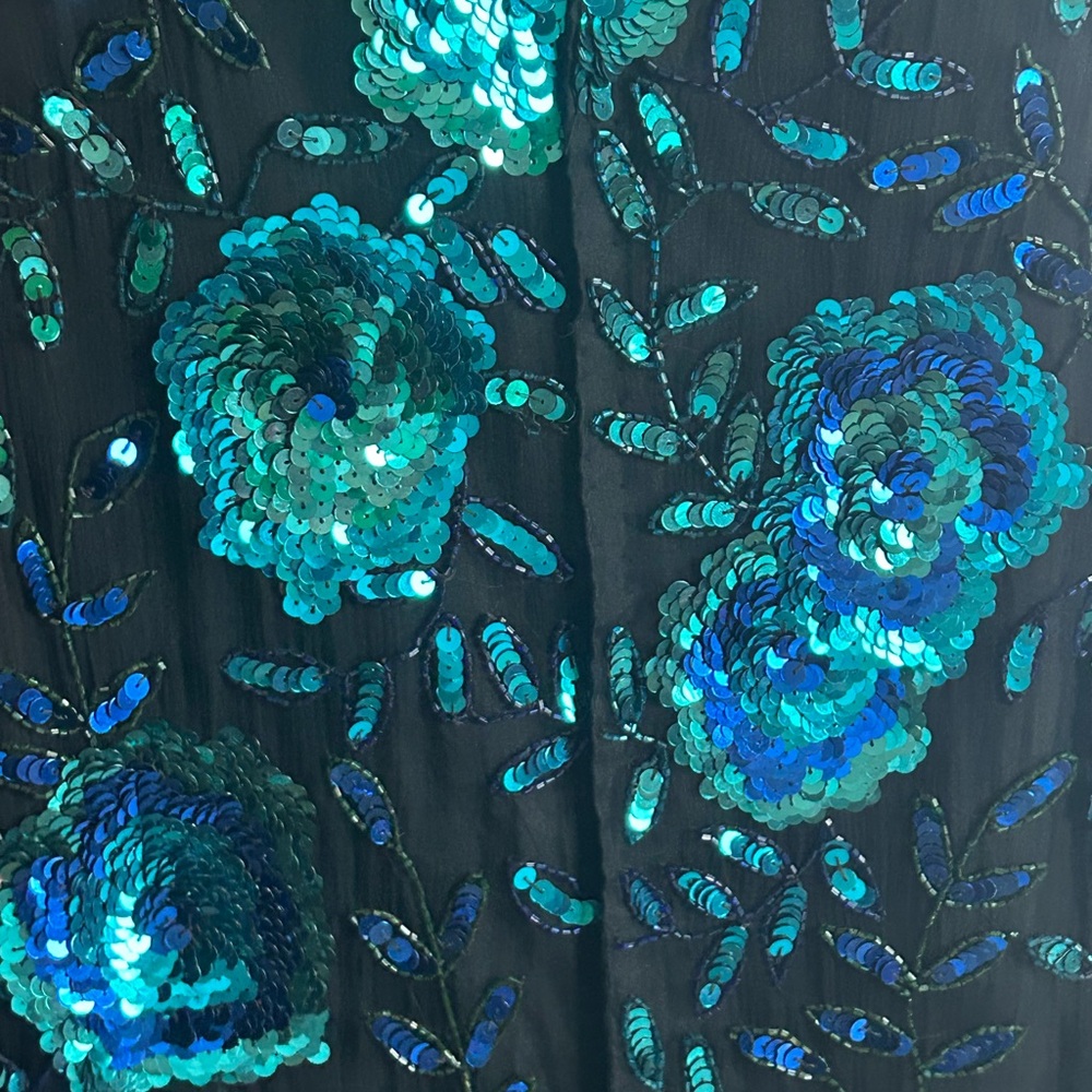 Laurence Kazar Black and Teal Floral Blouse - Picture 4 of 4